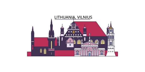 Lituanie Sites Touristiques Vilnius Vecteur Tourisme Urbain Illustration — Image vectorielle
