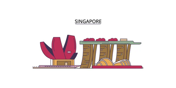 stock vector Singapore travel landmarks, vector city tourism illustration