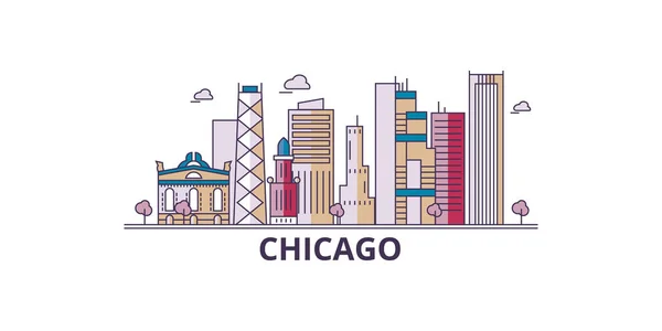 芝加哥市旅游地标 矢量城市旅游图解 — 图库矢量图片