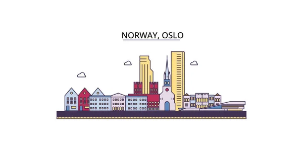 Norwegen Oslo Reisesehenswürdigkeiten Vektor Städtetourismus Illustration — Stockvektor