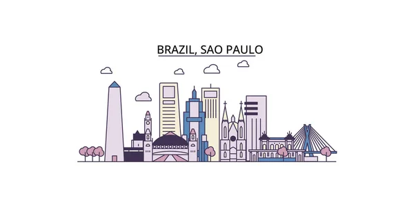 Brasil Sao Paulo Monumentos Viaje Vector Ciudad Turismo Ilustración — Vector de stock