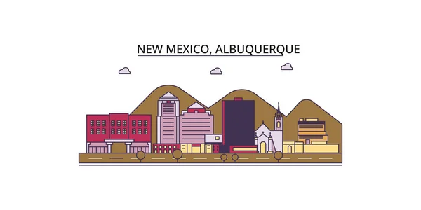 stock vector United States, Albuquerque travel landmarks, vector city tourism illustration