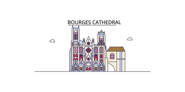 Fransa Bourges Şehir Simgeleri Vektör Şehir Turizmi Illüstrasyonu — Stok Vektör