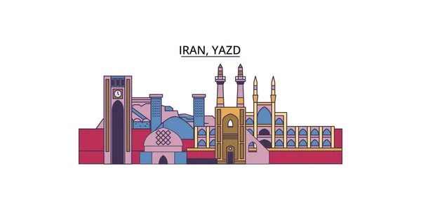 Iran Sites Touristiques Yazd Vecteur Tourisme Urbain Illustration — Image vectorielle