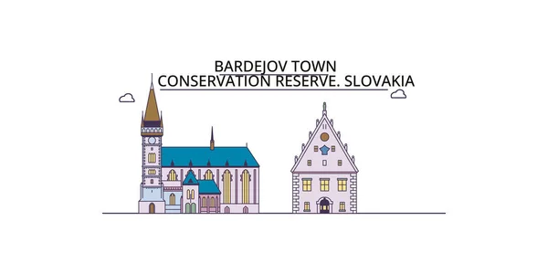 Словакия Bardejov Town Travel Landmarks Vector City Tourism Illustration — стоковый вектор