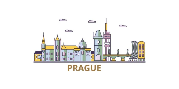 Czech Republic Prague Travel Landmarks Vector City Tourism Illustration — Stock Vector