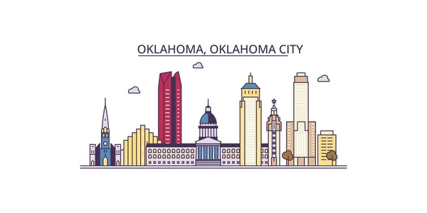 stock vector United States, Oklahoma City travel landmarks, vector city tourism illustration