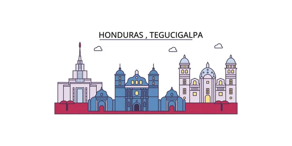 Honduras Tegucigalpa Seyahat Simgeleri Vektör Şehir Turizmi Illüstrasyonu — Stok Vektör