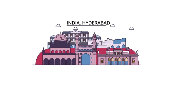 Індія Туристичні Пам Ятки Хайдарабаду Ілюстрація Векторного Міського Туризму — стоковий вектор