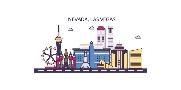 Verenigde Staten Las Vegas Reizen Oriëntatiepunten Vector Stad Toerisme Illustratie — Stockvector
