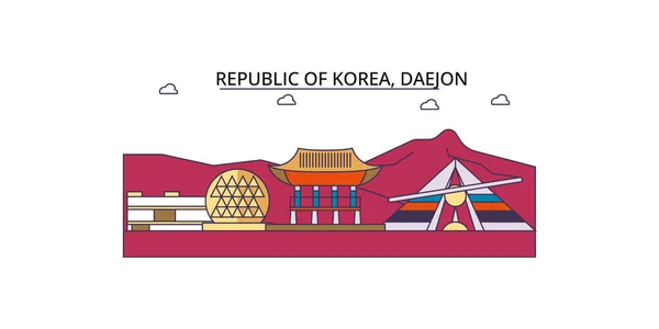 Corée Sud Points Repère Voyage Daejon Illustration Tourisme Urbain Vectoriel — Image vectorielle