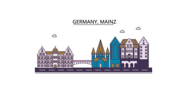 Almanya, Mainz şehir simgeleri, vektör şehir turizmi illüstrasyonu