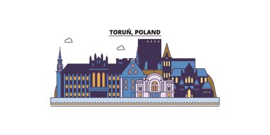 Polonya, Torun şehir simgeleri, vektör kent illüstrasyonu