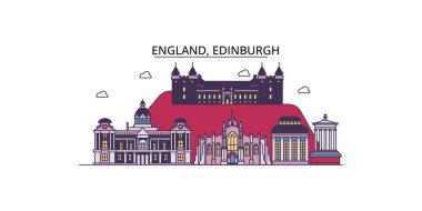 Birleşik Krallık, Edinburgh seyahat simgeleri, vektör şehir illüstrasyonu