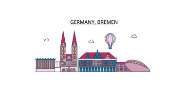 Almanya ve Bremen şehir simgeleri, vektör şehir turizmi illüstrasyonu