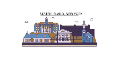 ABD, New York Staten Island seyahat simgeleri, vektör şehir illüstrasyonu