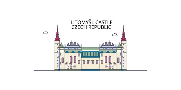 Чешская Республика Litomysl Castle Travel Landmarks Vector City Tourism Illustration — стоковый вектор