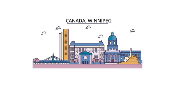 Kanada Winnipeg Resor Landmärken Vektor Stad Turism Illustration — Stock vektor