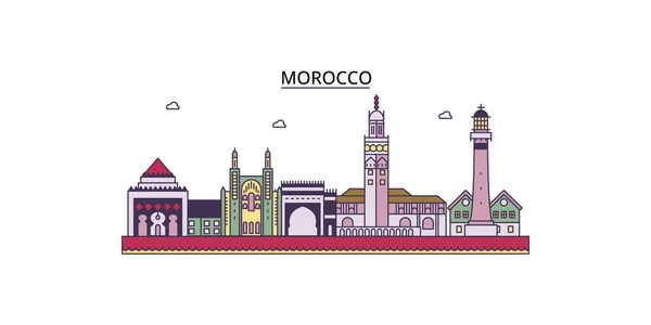Marruecos Lugares Interés Turístico Vector Ciudad Turismo Ilustración — Vector de stock