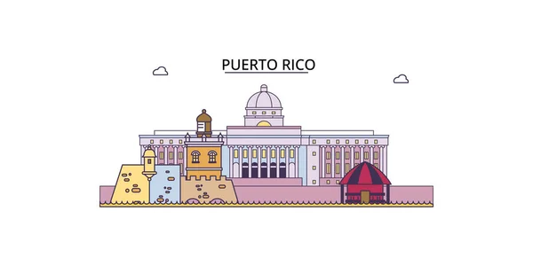 Puerto Rico Utazási Látványosságok Vektor Városi Turizmus Illusztráció — Stock Vector