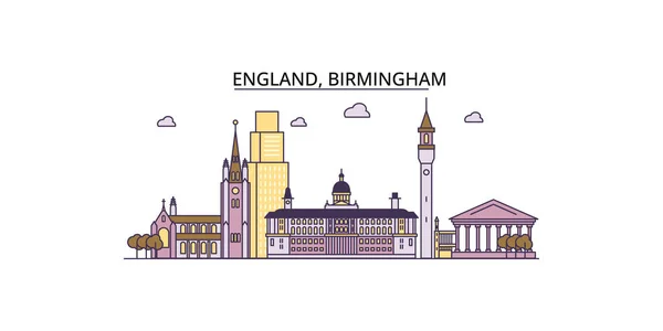 Великобритания Бирмингем Достопримечательности Векторный Городской Туризм Иллюстрация — стоковый вектор