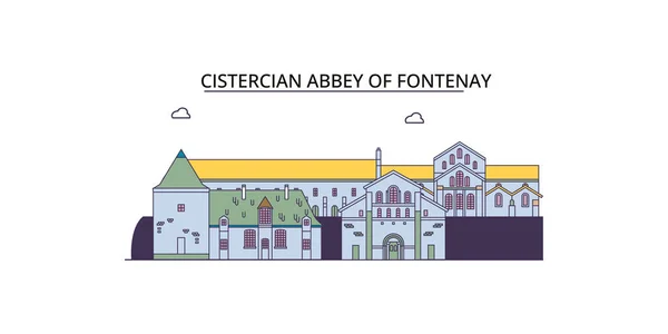 France Abbaye Fontenay Voyages Vecteur Tourisme Urbain Illustration — Image vectorielle