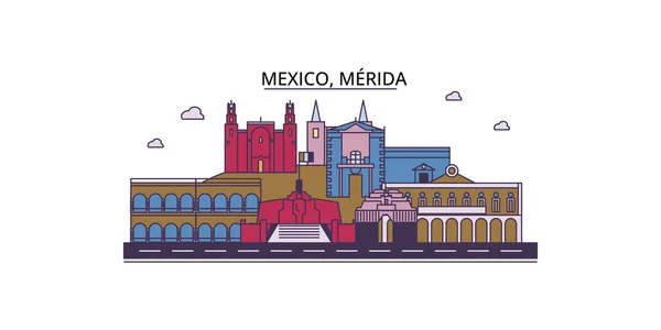 Messico Merida Immagini Immagini Turismo Urbano Vettoriale — Vettoriale Stock