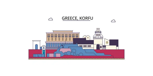 Greece Korfu Travel Landmarks Vector City Tourism Illustration — Stock Vector