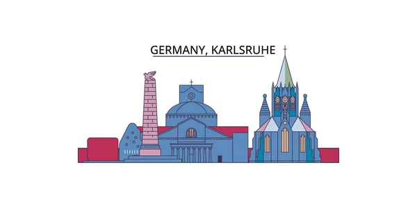 Tyskland Karlsruhe Resor Landmärken Vektor Stad Turism Illustration — Stock vektor