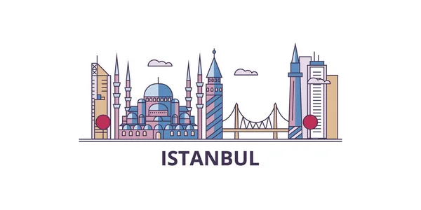 Turquía Estambul Monumentos Viaje Vector Ciudad Turismo Ilustración — Vector de stock
