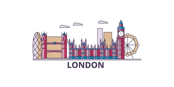 Velká Británie Londýn City Cestovní Památky Vektorové Město Turistiky Ilustrace — Stockový vektor