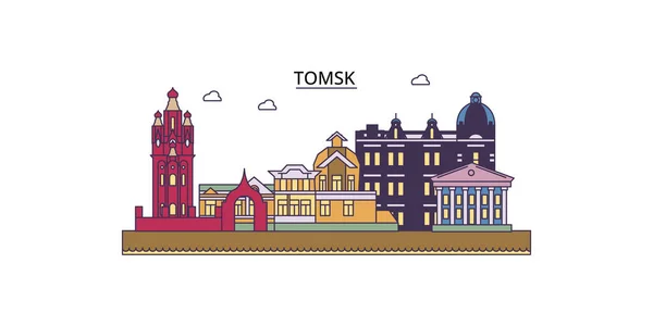 Russia Tomsk Travel Landmarks Vector City Tourism Illustration — Stock Vector
