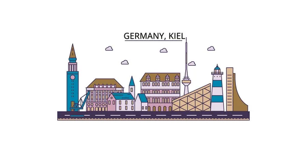 Alemania Kiel Monumentos Viaje Vector Ciudad Turismo Ilustración — Vector de stock