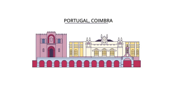 Португалия Коимбра Туристических Достопримечательностей Векторный Городской Туризм Иллюстрации — стоковый вектор