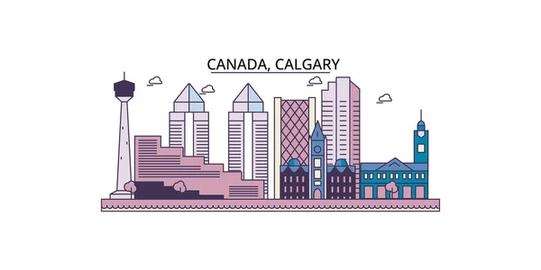Canadá Calgary Lugares Interés Turístico Vector Ciudad Turismo Ilustración — Vector de stock