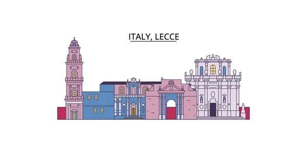 Италия Лечче Туристические Достопримечательности Векторный Городской Туризм Иллюстрация — стоковый вектор