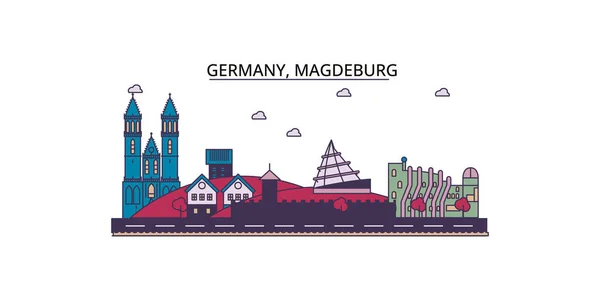 Alemania Magdeburgo Monumentos Viaje Vector Ciudad Turismo Ilustración — Vector de stock