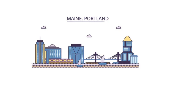 Amerikai Egyesült Államok Portland City Travel Landmarks Vector City Tourism — Stock Vector