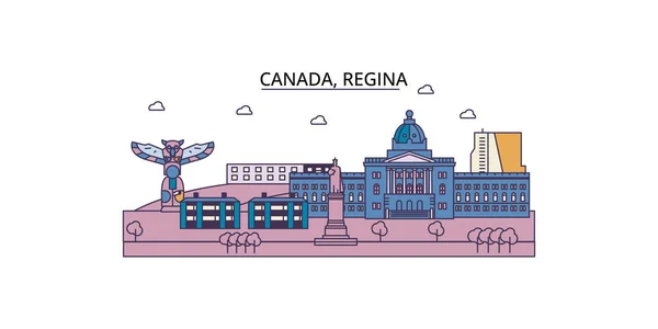 stock vector Canada, Regina travel landmarks, vector city tourism illustration