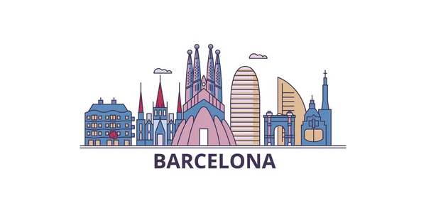 Spanyolország Barcelona Város Utazási Látványosságok Vektor Város Turisztikai Illusztráció — Stock Vector