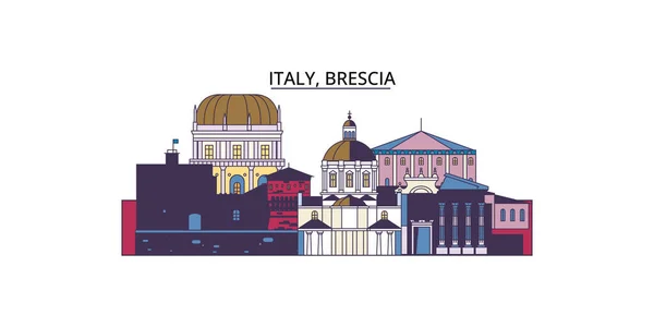 Италия Брешиа Туристические Достопримечательности Векторный Городской Туризм Иллюстрация — стоковый вектор