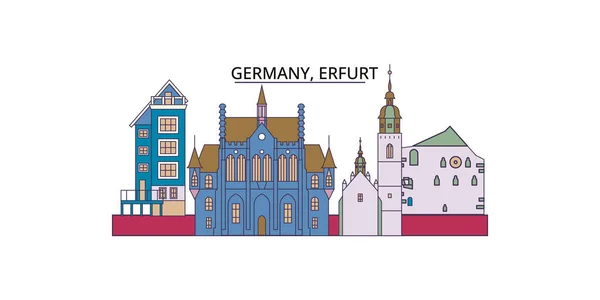 Almanya Erfurt Şehir Simgeleri Vektör Şehir Turizmi Illüstrasyonu — Stok Vektör