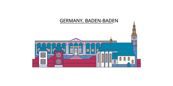 Stock vector Germany, Baden Baden travel landmarks, vector city tourism illustration