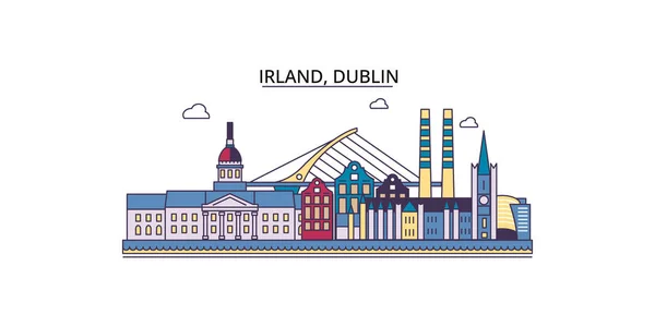 stock vector Irland, Dublin travel landmarks, vector city tourism illustration