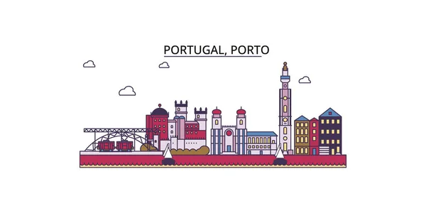 Portugal Oporto Monumentos Viaje Vector Ciudad Turismo Ilustración — Vector de stock
