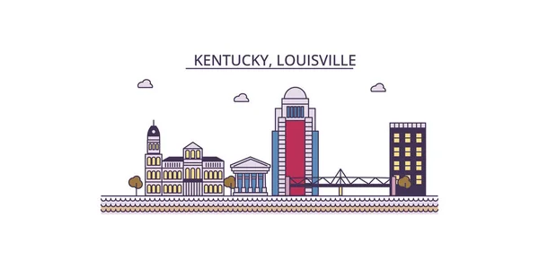 stock vector United States, Louisville travel landmarks, vector city tourism illustration