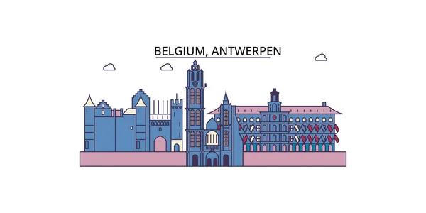 Belgio Anversa Viaggi Monumenti Vettoriale Città Turismo Illustrazione — Vettoriale Stock