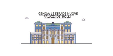 İtalya, Ceneviz Şehri şehir simgeleri, vektör şehir illüstrasyonu