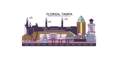 ABD, Tampa seyahat simgeleri, vektör şehir turizmi illüstrasyonu