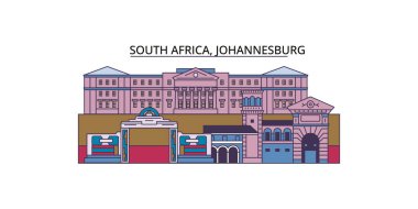 Güney Afrika, Johannesburg seyahat yerleri, vektör şehir illüstrasyonu